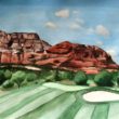 Arizona Landscape is a private commissioned watercolor painting of that includes golf course, Sedona red rocks and forest by artist Esther BeLer Wodrich