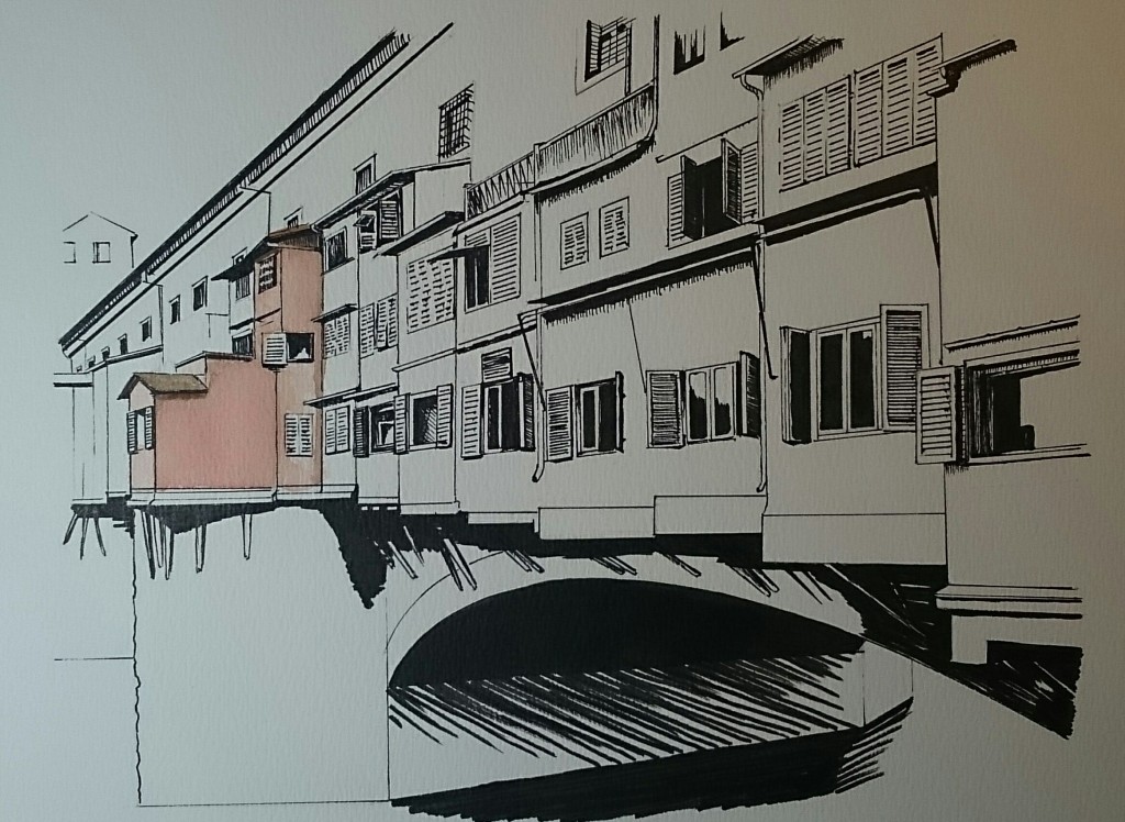 commission in progress of the Ponte Vecchio Bridge
