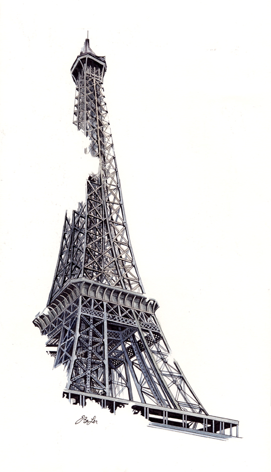 Drawing eiffel tower on old hi-res stock photography and images - Alamy