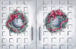 2 Christmas Wreaths - the Second Day of Christmas watercolor by artist Esther BeLer Wodrich
