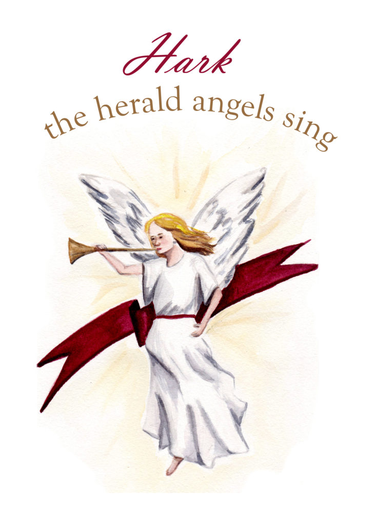 Hark the herald angels sing Christmas Card  Esther BeLer Wodrich